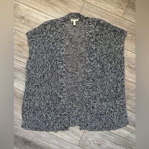 Eileen Fisher Open Sleeveless Cardigan Black & White Medium